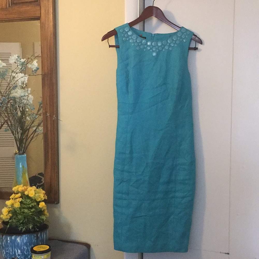 Turquoise Talbots linen dress